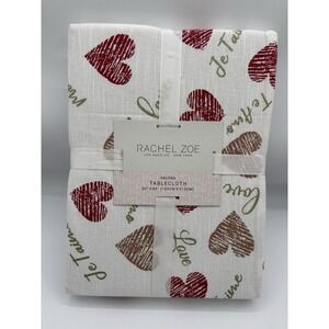 Valentines‎ Day Rachel Zoe Tablecloth Hearts Je Taime Oblong 60"x84" NWT